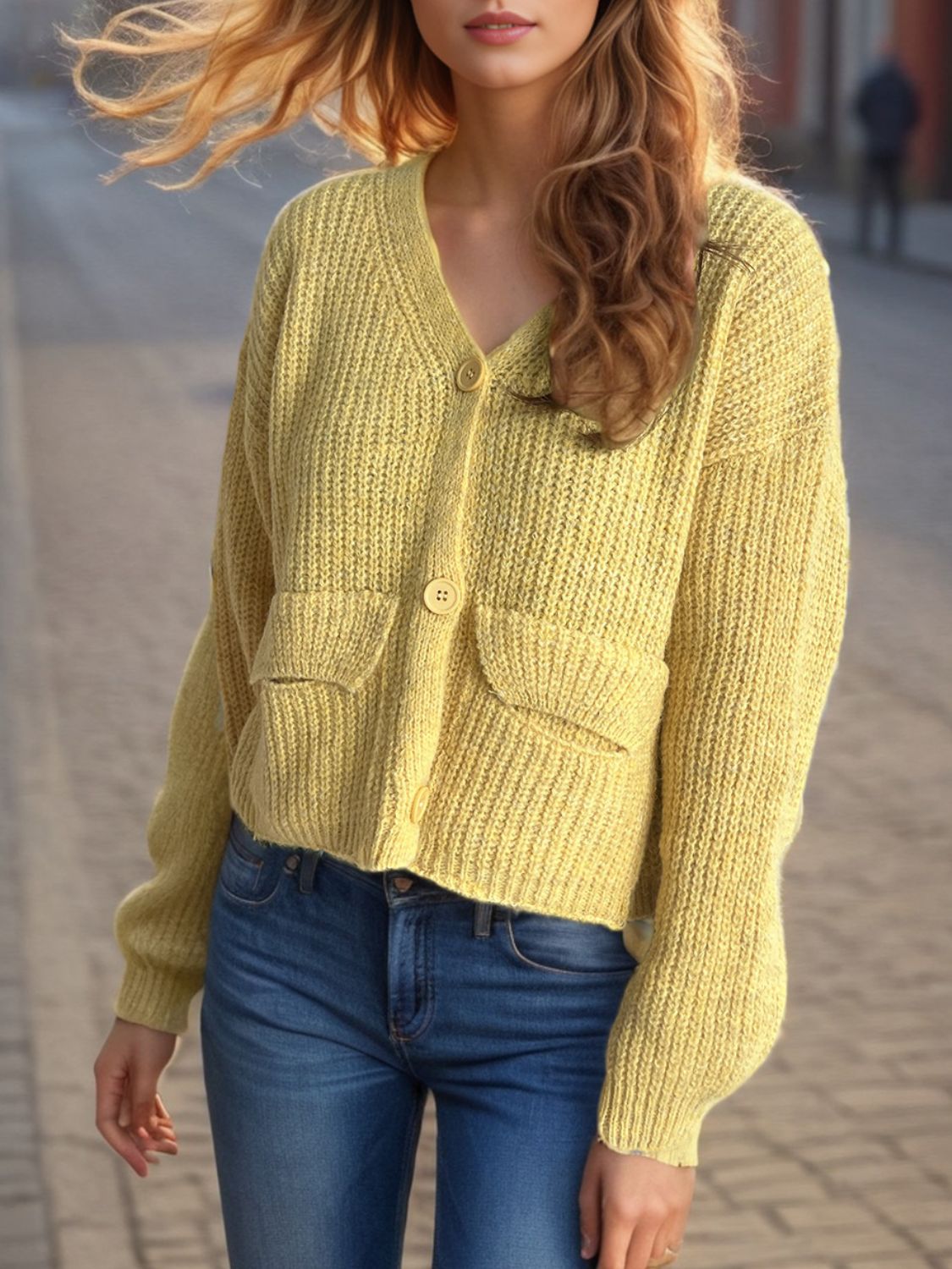 Variant image for Kvinnors Kardigan Klassisk Design Stickad Material-2