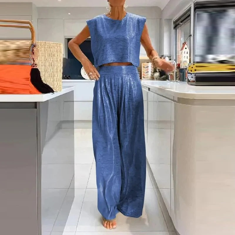 Variant image for Damset Topp och Byxor Glänsande Material-7