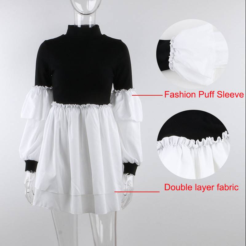 Dam Miniklänning Långärmad A-Linje Polyester-4