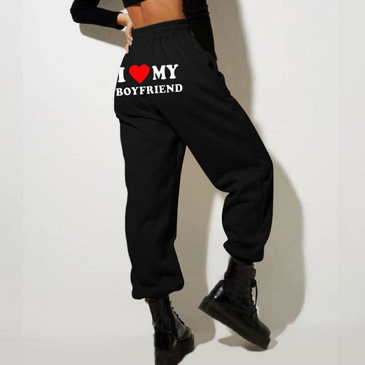 Dam Joggingbyxor Lekfull Design Mjuk Tyg-1