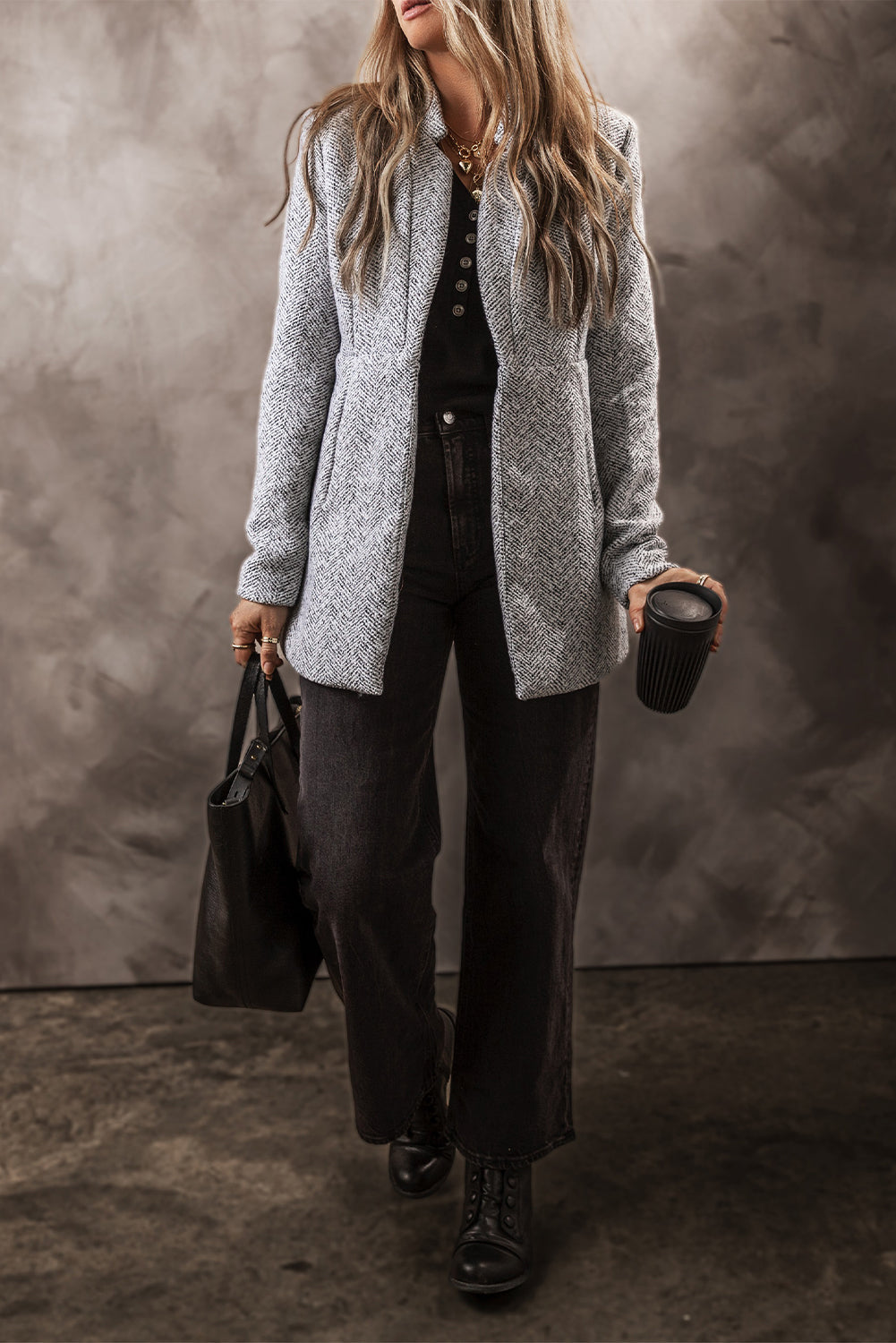 Kvinna Lång Kappa Reversibel Krage Andningsbara Material-6