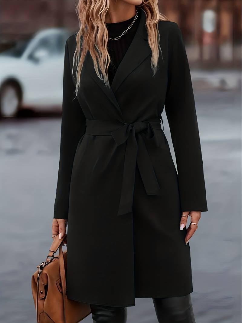 Kvinno Långjacka Elegant Kappa Andningsbart Material-4