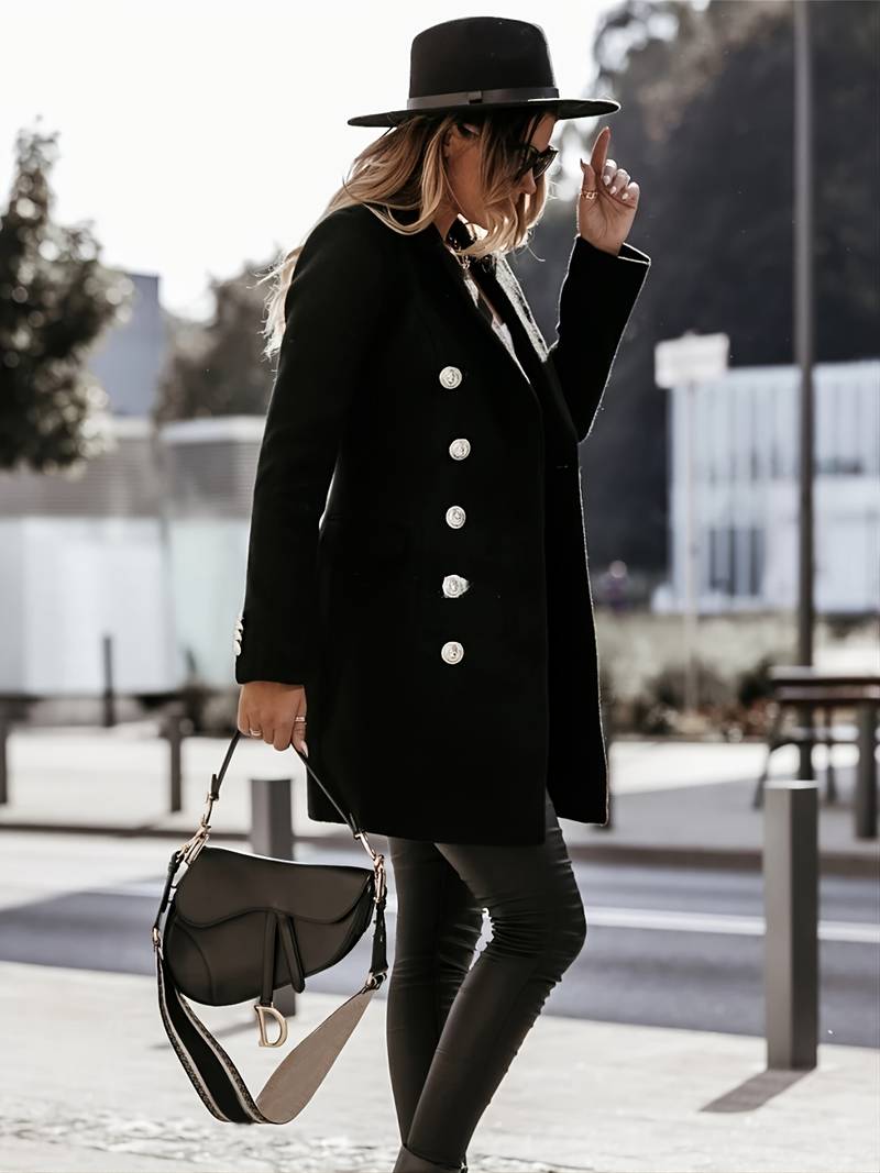 Elegant Casual Blazer för Kvinna i Högkvalitativ Polyesterblandning – Klassiska Laplar och Knappdesign, Normal Passform 6