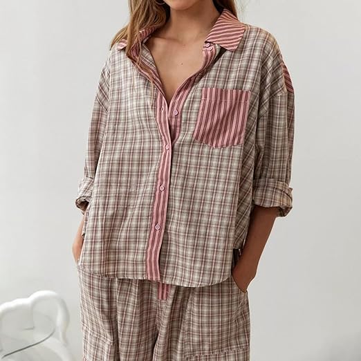 Dam Pyjamas Set Lätt och Bekväm 100% Bomull 4