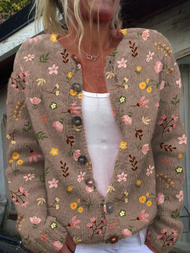 Blommönstrad Cardigan Dam i Mjuk Material med Öppen Kantdesign – Lätt och Luftig Passform, Perfekt för Vår och Sommar 3