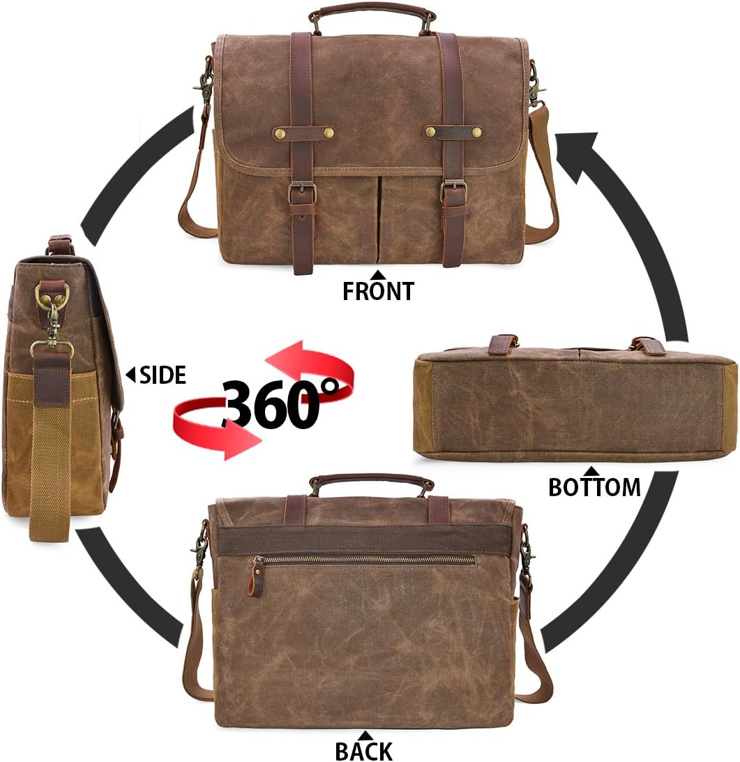 Herrväska Vintage Stil Vattenavvisande Duk för Bärbar Dator-5