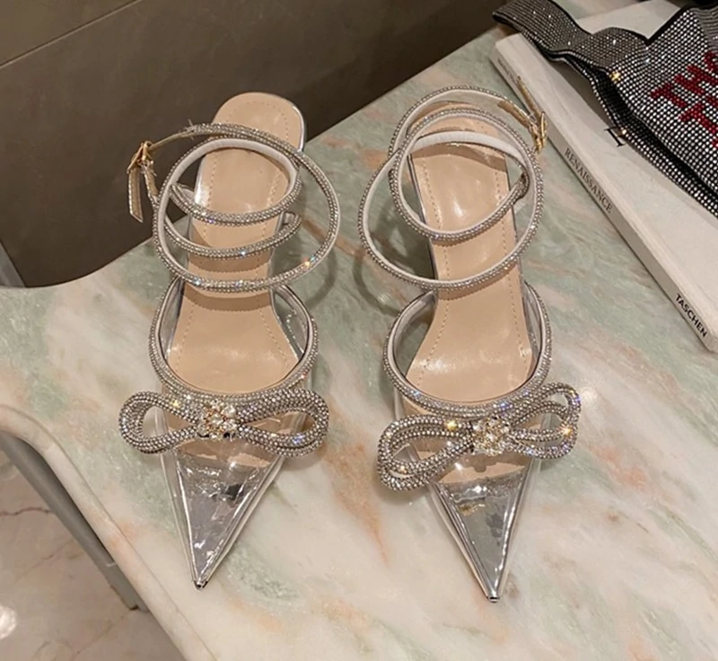 Kvinnors Höga Klackar Slingback PVC med Fjärilsknut-3