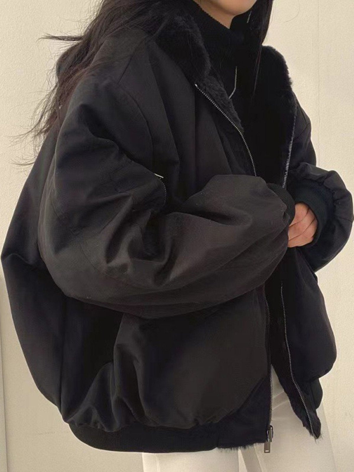 Damer Fleece Hoodie Vändbar Design Mjuk Polyester 3