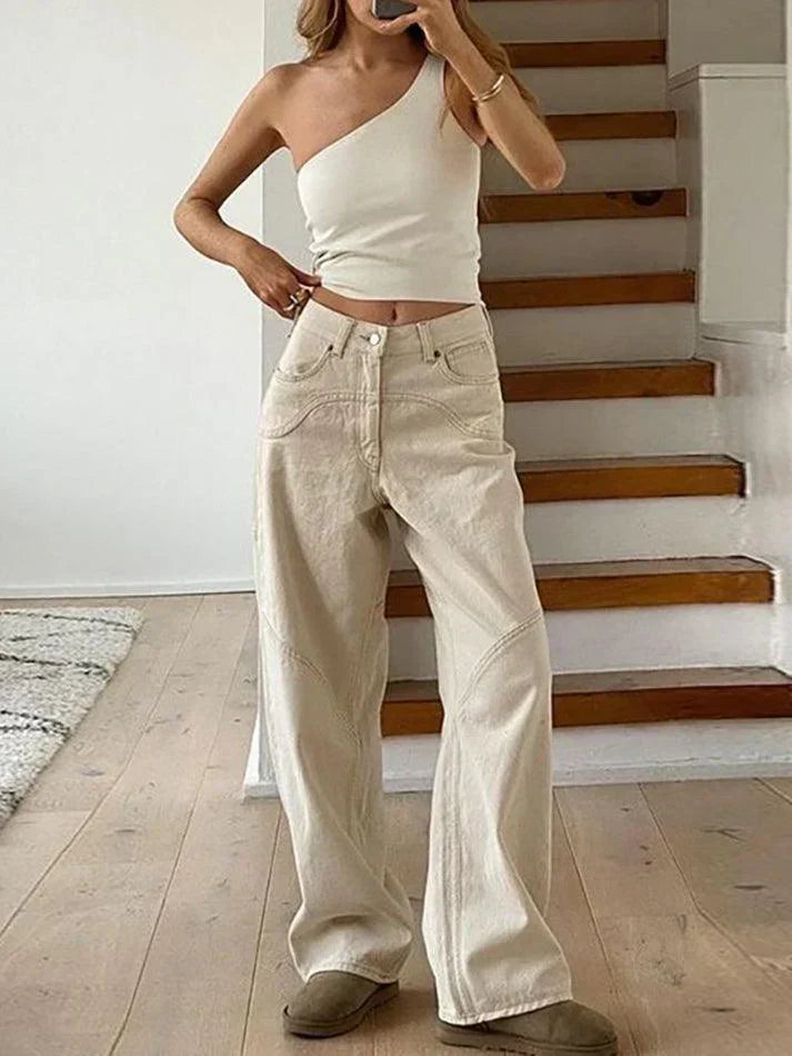 Herr Baggy Jeans Vintage Look Rak Passform i 100% Bomull-3