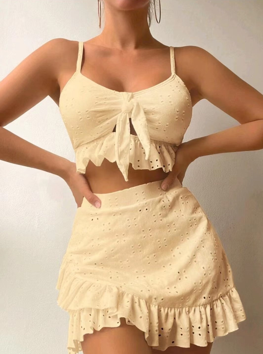 Baddräkt Dam 3-delad med Ruffles och Rock i Högkvalitativ Polyester-4