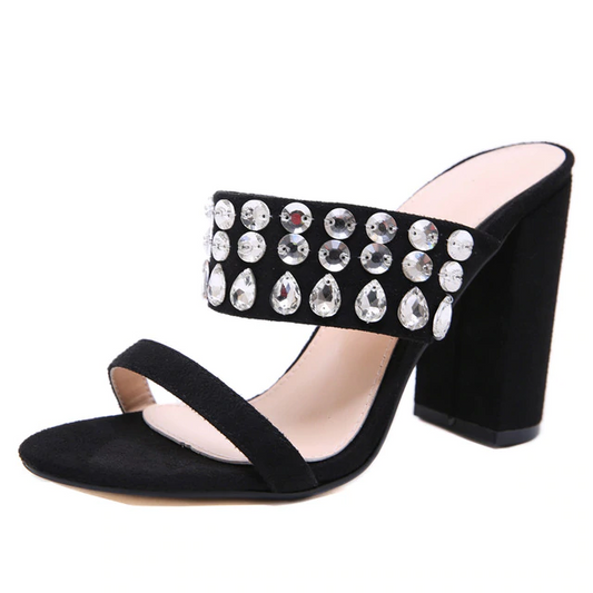Dam Sandal Slip-On PU Med Hologram-Snake Mönster och Rhinestones 1