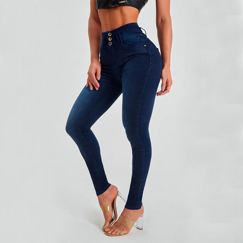 Variant image for Hög Midja Jeans Dam Stretchmaterial Snäv Passform-1