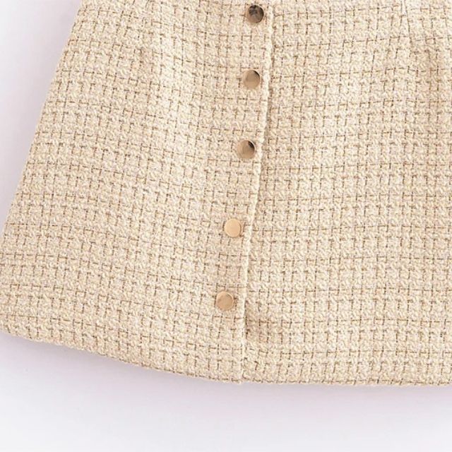 Dam A-linjeformad Kjol Tweed med Knappdetalj-3