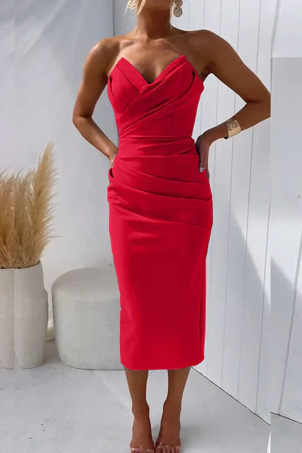 Kvinna Bustier Klänning Elegant Design Polyester 2