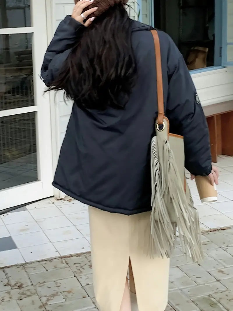 Dam Kappa Puffy Fuskpäls med Dragkedja-5