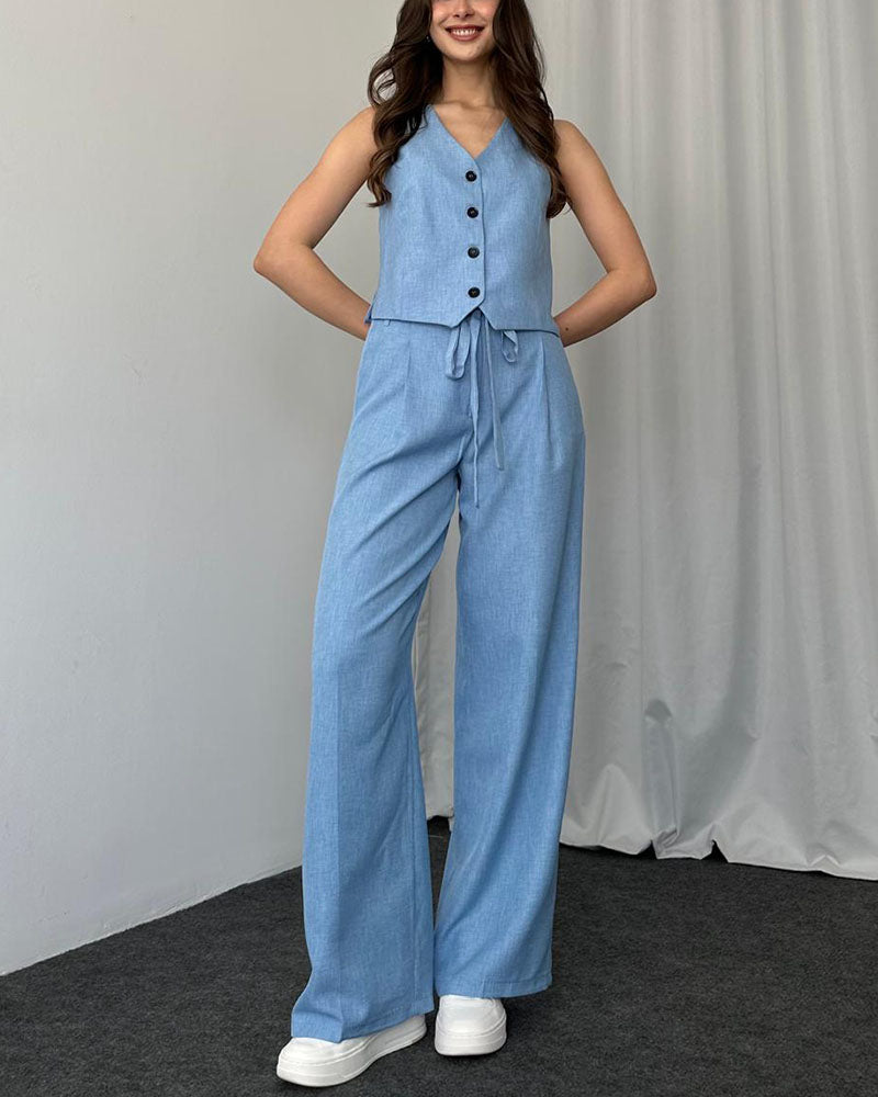 Variant image for Dam Tvådelad Ensemble Avslappnad Väst och Byxor Högkvalitativ Andningsbar Väv-1