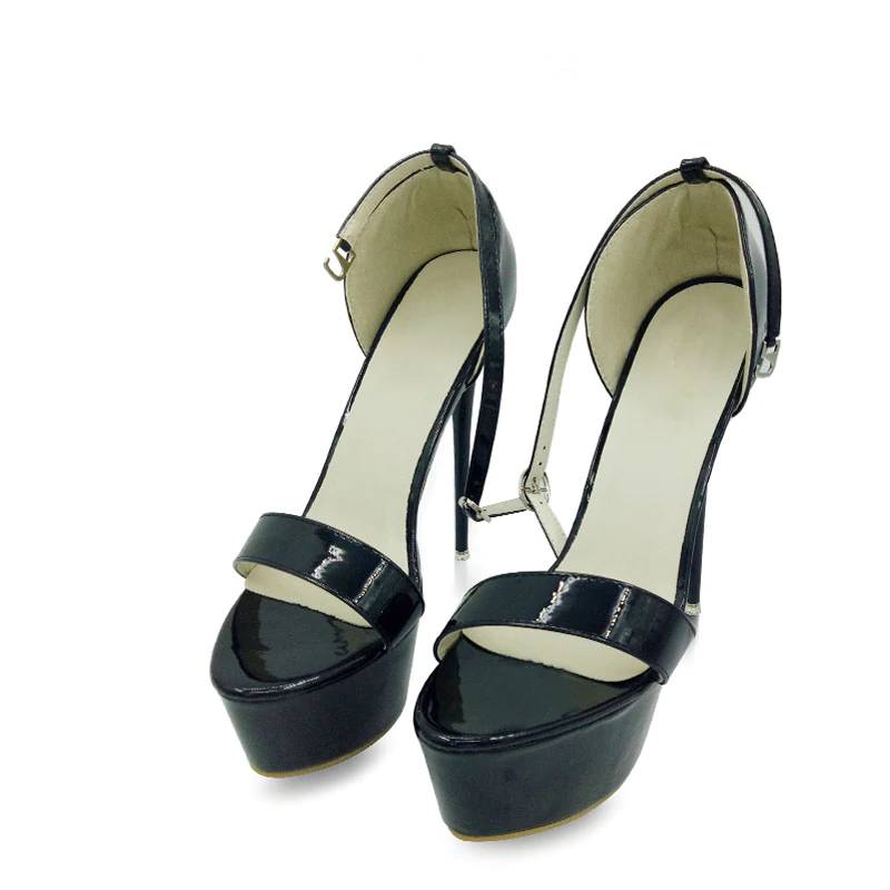 Dam Sandaler Plattform Ankelrem PU-läder Öppen Tå-4