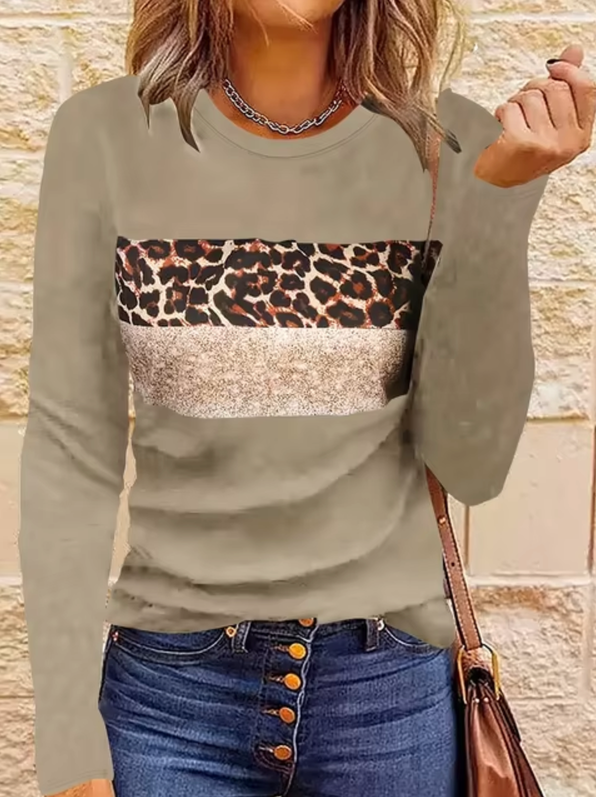 Variant image for Dam Långärmad T Shirt Med Leopardmönster Mjuk Bomull-41