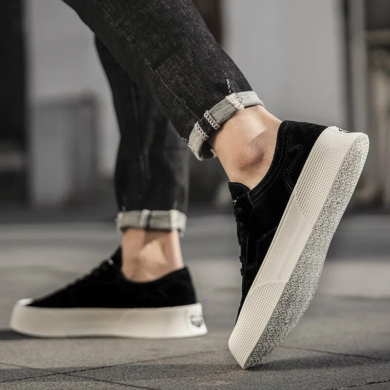 Herr Sneakers Låga Mocka med Tjock Sula för Komfort och Stil-5