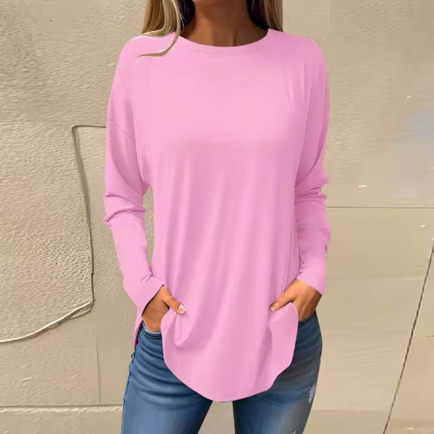 Långärmad T-shirt Herr Rund Hals Bomullsliknande Material 13