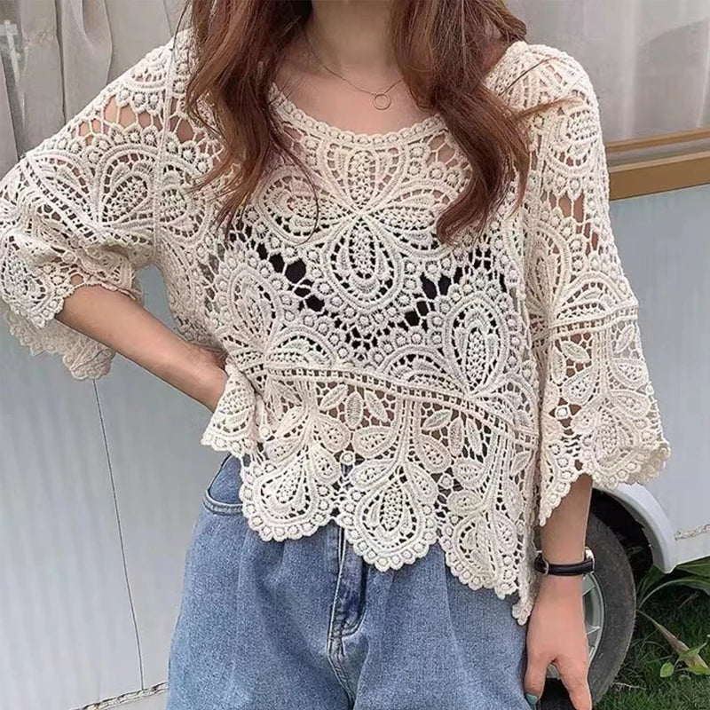 Dam Topp Avslappnad Bomull Mångsidig Stil-1