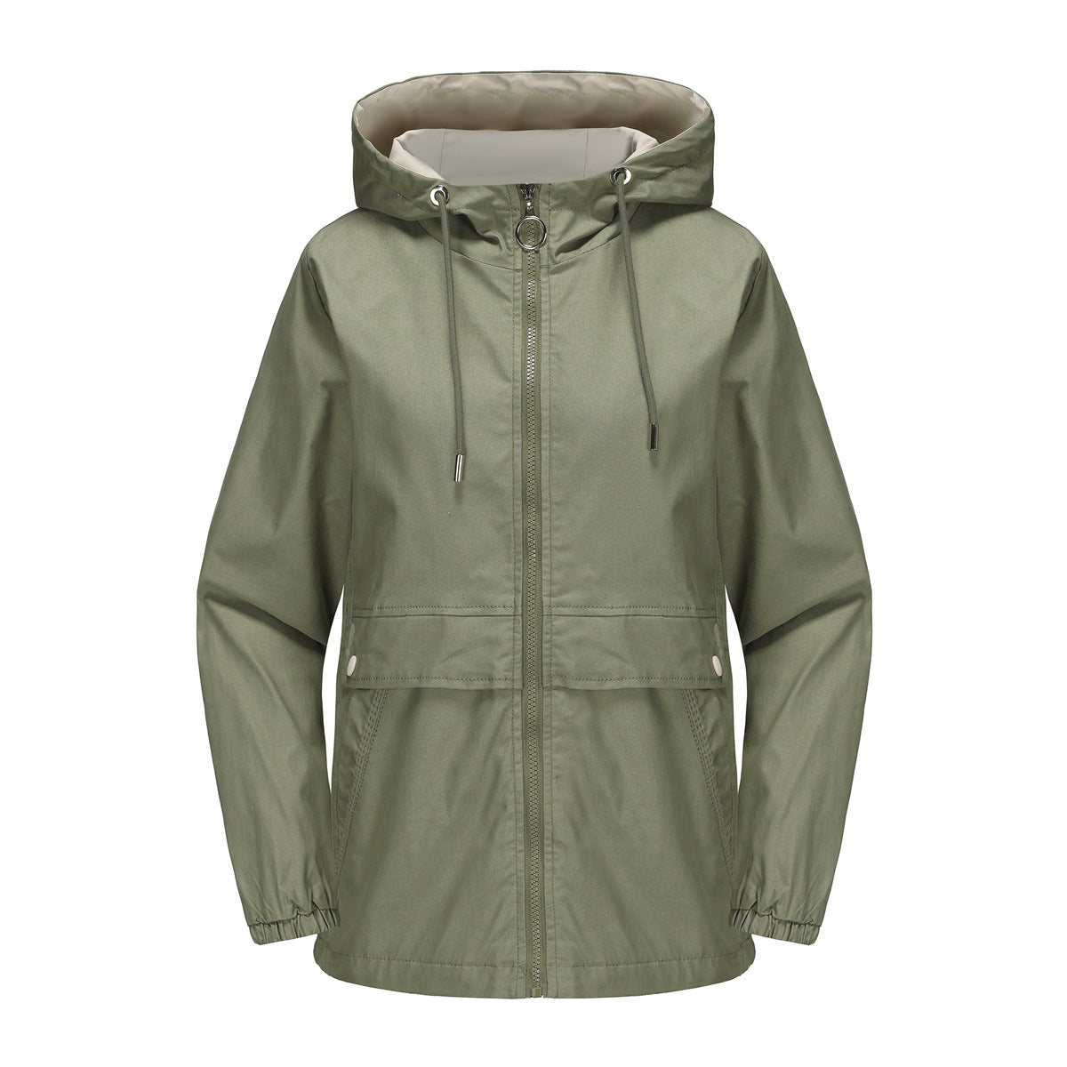 Damjacka Lätt Huva Polyester Lös Passform-5