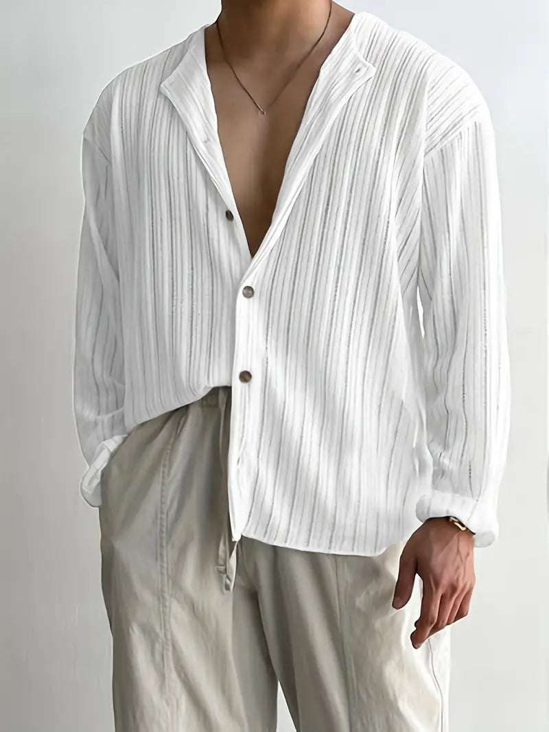 Herrskjorta Modern Design Randig Polyester Viskos 10
