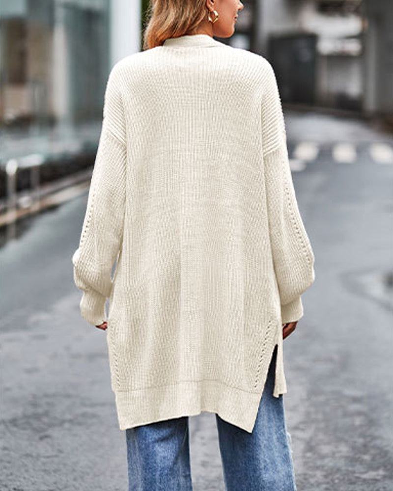 Damens Stickad Jacka Löst Sittande Akryl 5