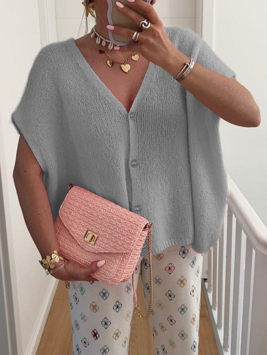 Dam KortÀrmad Kofta V-ringning Polyester-1