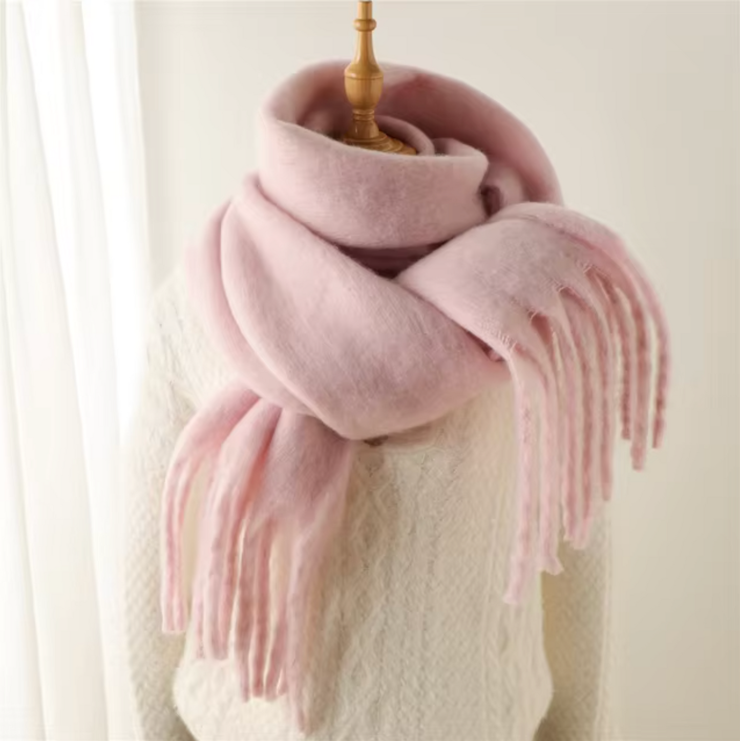 Vinterhalsduk för Kvinnor i Kashmirliknande Material med Långa Fransar – Elegant och Mångsidig Pashmina-design 13