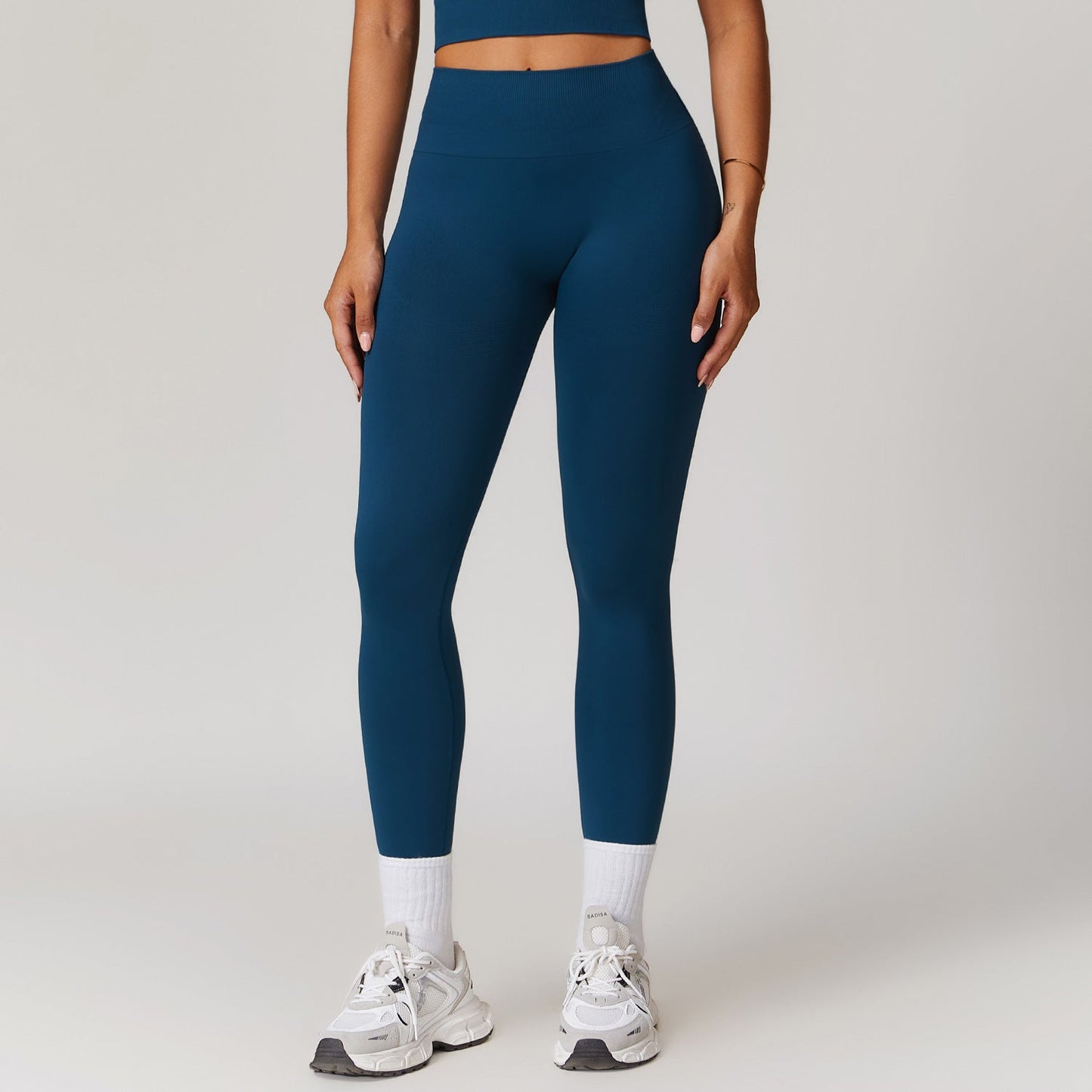 Dam Yogabyxor Hög Midja Ribbad Stretch Nylon Spandex-6