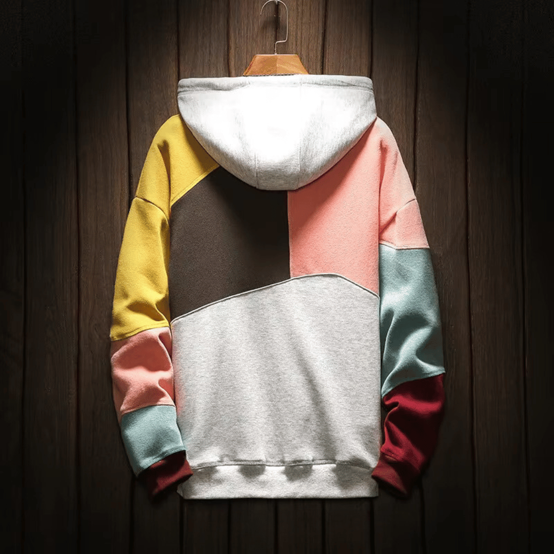 Hoodie för Herr i Färgglad Design – Mjuk Bomullsblandning med Rymlig Huva och Känguruficka 3