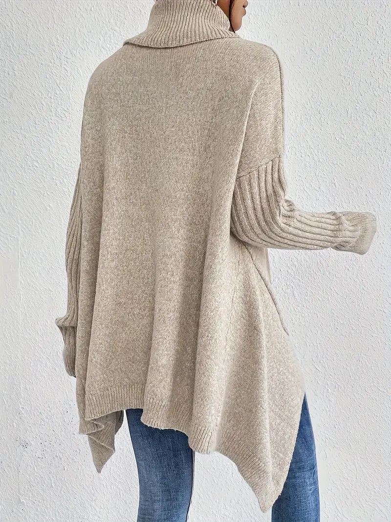 Stickad Dam Tröja Turtleneck Avslappnad Design 100% Akryl-5