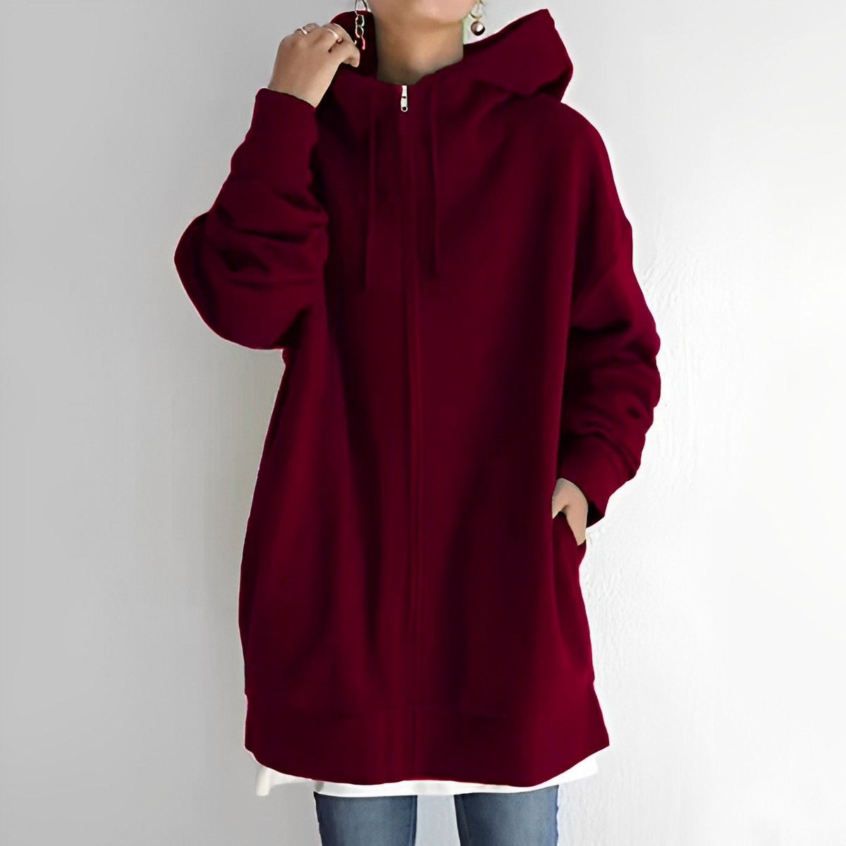Hoodie Dam i Mjukt Material – Avslappnad Passform med Huva, Perfekt för Vardagsbruk och Utflykter 17