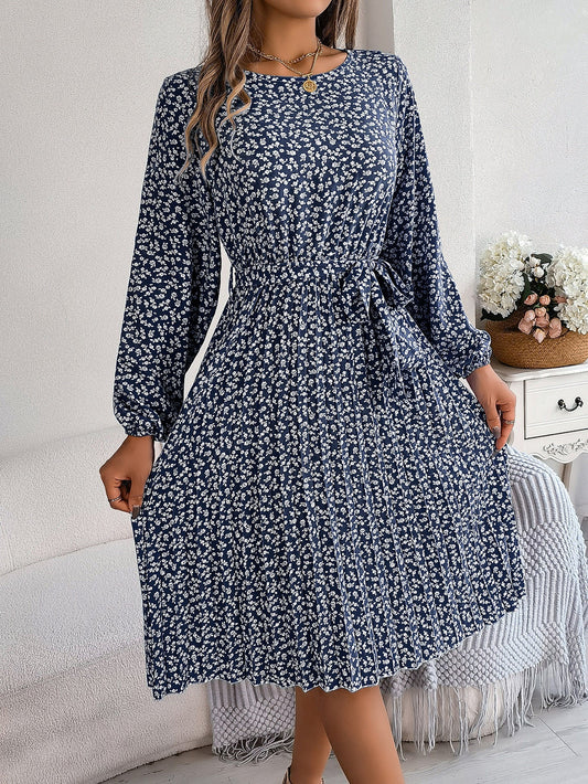 Rynkad Kjol för Kvinna med Blommigt Tryck – Hög Midja, 100% Polyester, Bekväm Passform, Perfekt för Vardag och Fest 1
