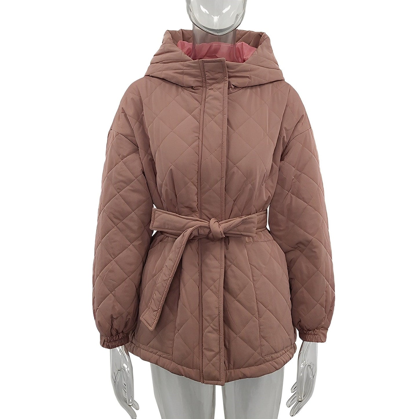 Damjacka med Bälte Tjock Bomull Elegant Stil-4