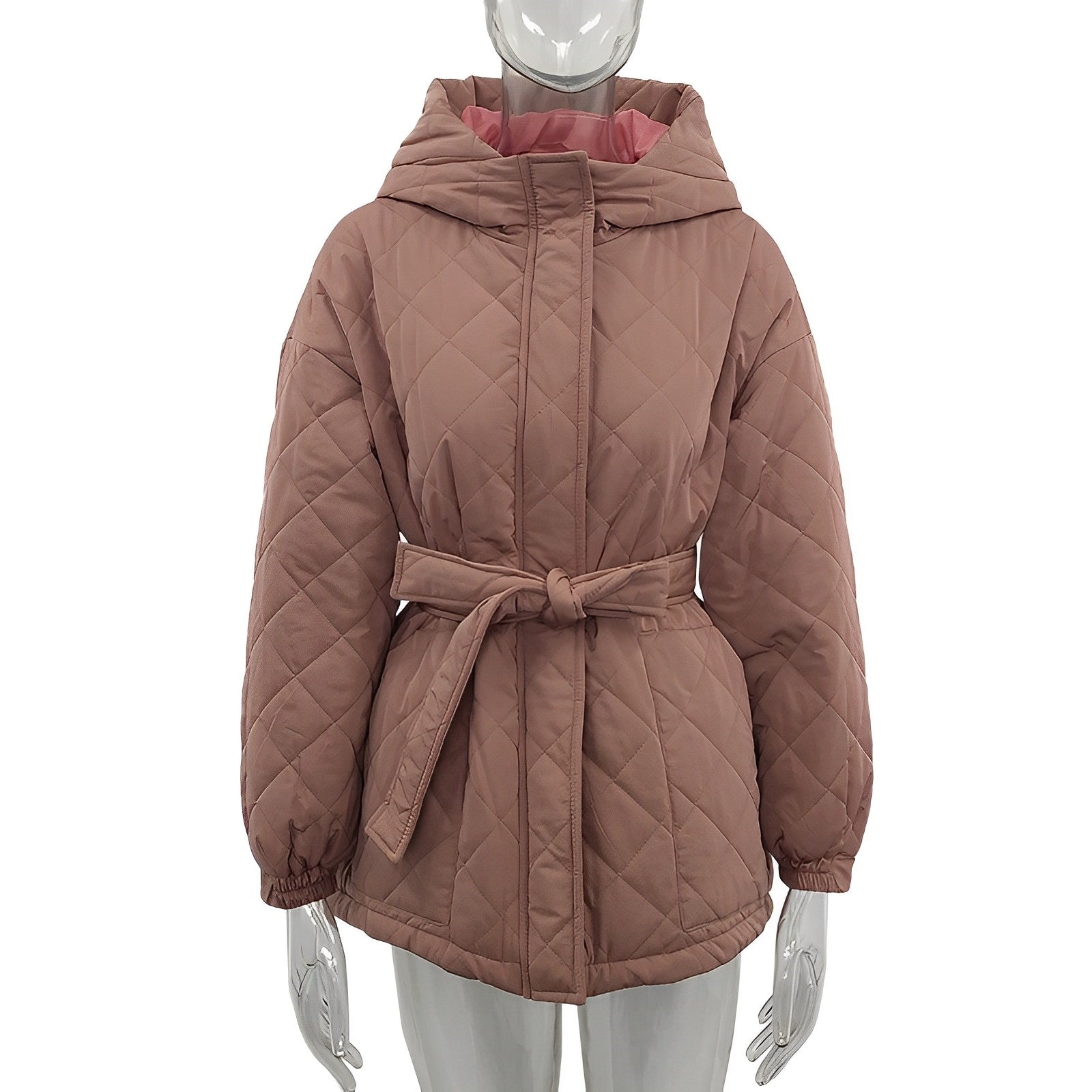 Damjacka med Bälte Tjock Bomull Elegant Stil-4