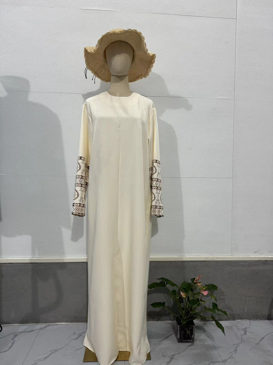 Kvinnors Klänning Puffärmar Blommönster Polyester-1