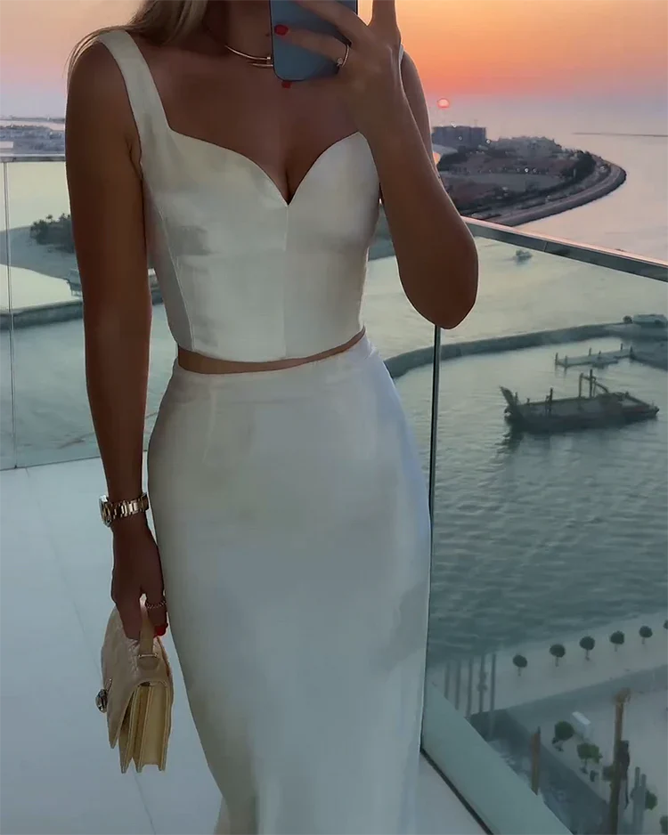 Dam Tvåpartdräkt Elegant Polyester Elastan-5