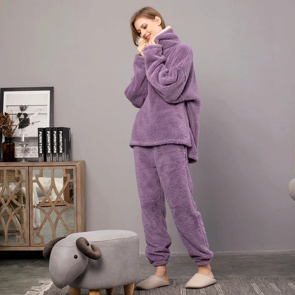 Variant image for Dam Loungewear Set Avslappnad Fleece Med Huva-8