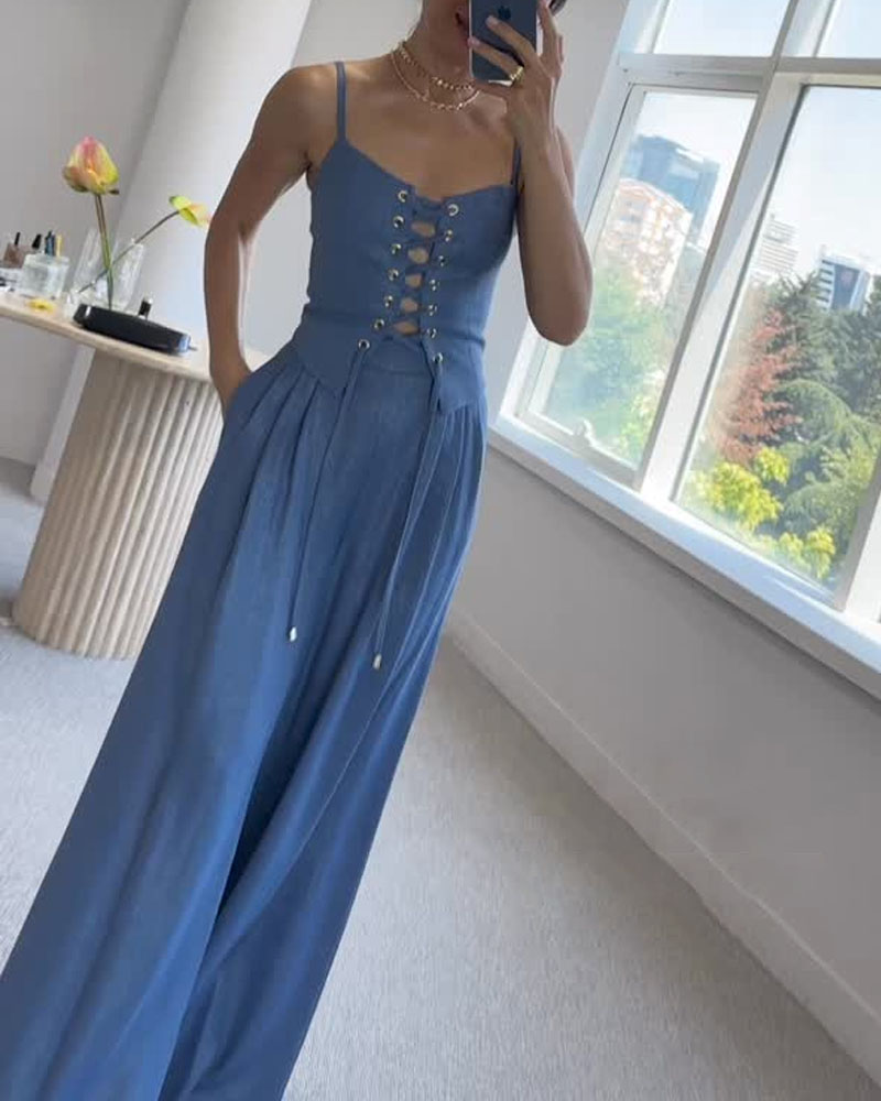 Dam Tvådelad Set Topp och Byxor Polyester 8