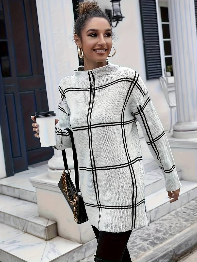 Variant image for Stickad Dam Tröja Ternet Klassisk Design Mjuk Akryl-1