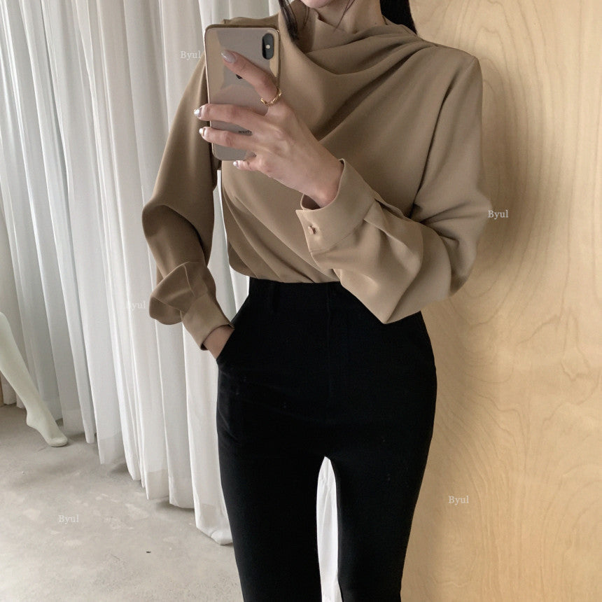 Dam Skjorta Oregelbunden Långärmad Polyester 8