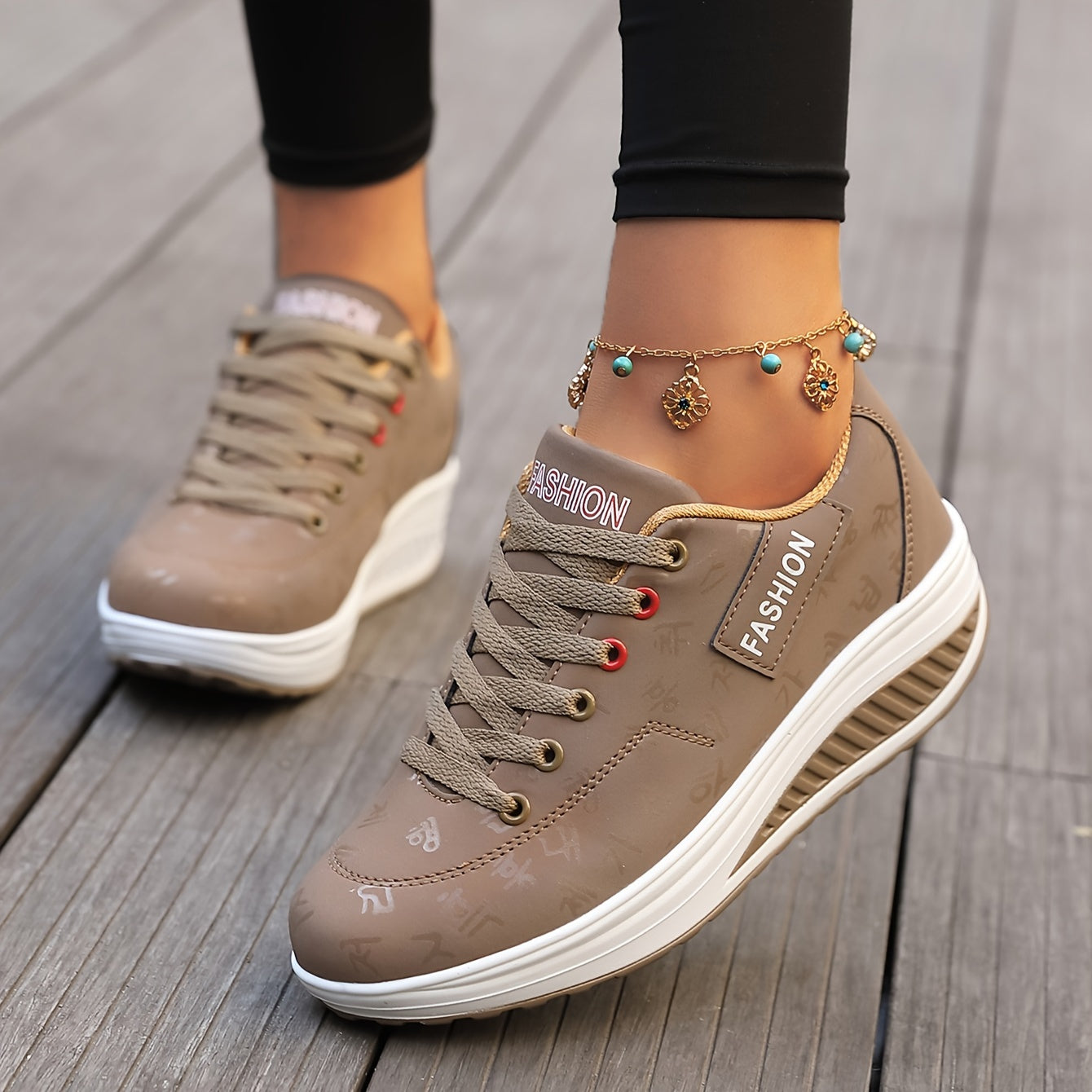 Dam Sneakers Modern Design Andningsbart Material Vadderad Sula-1
