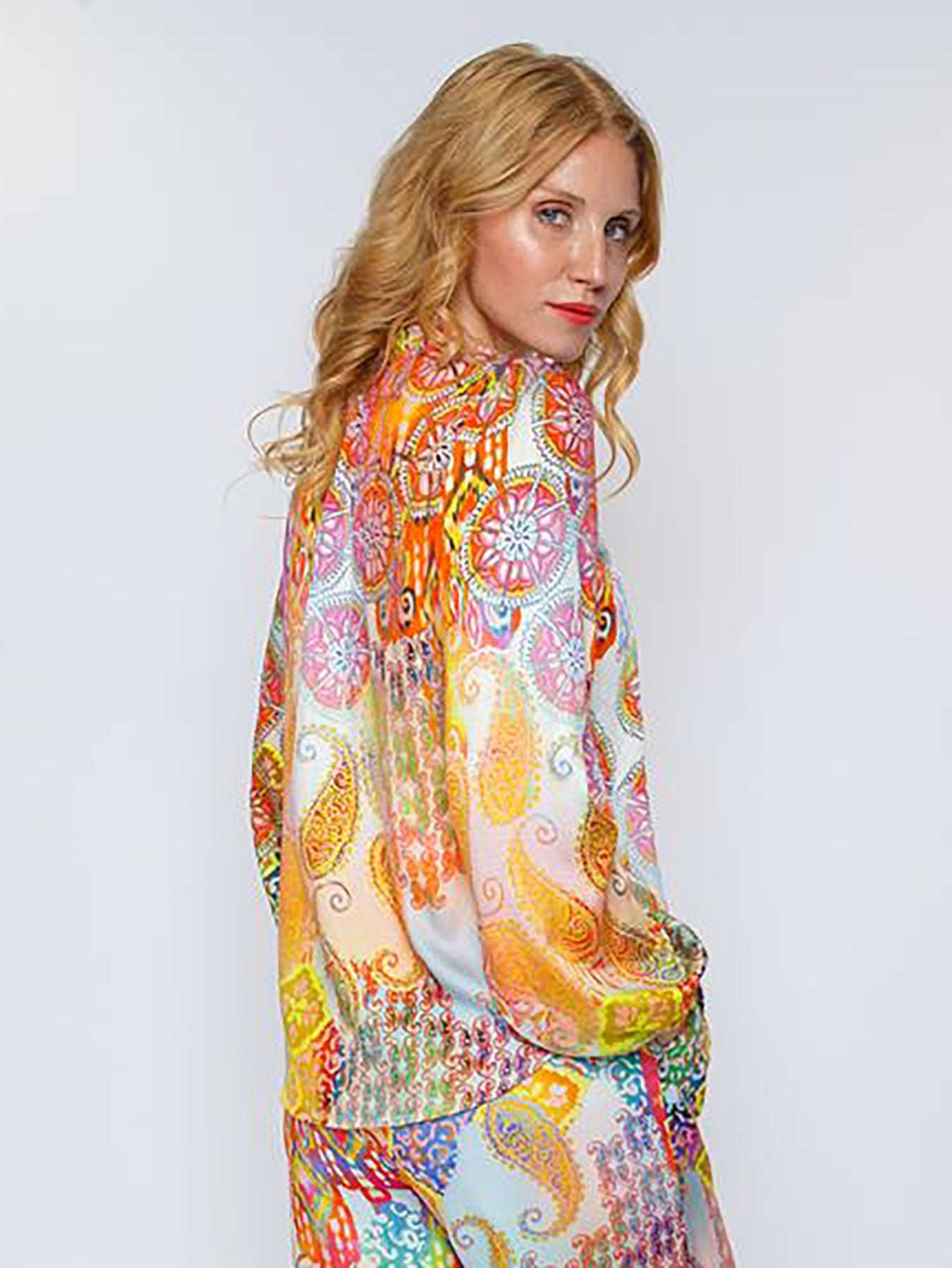 Dam Festtopp Avslappnad Viskos Långa Ärmar-3