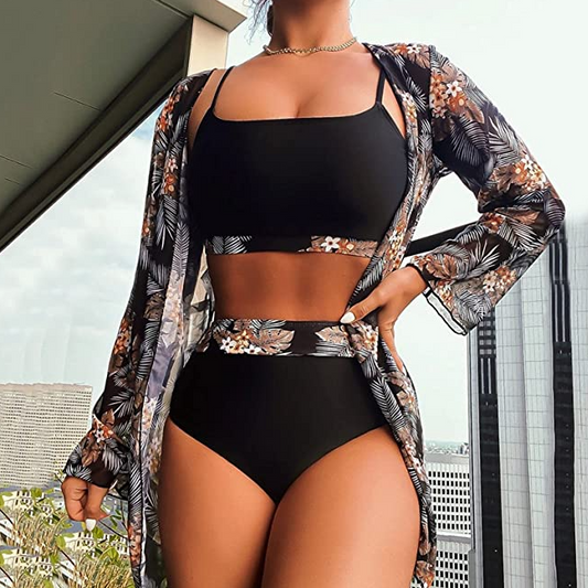 Dam Bikini Set Tre Delar Högkvalitativt Material-1