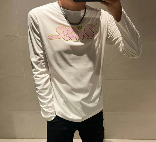 Herr T-shirt LÄngÀrmad Rund Halsringning Kvalitets Bomull-1