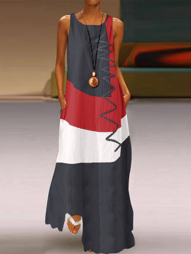 Variant image for Maxiklänning Dam Casual Bomullsblandning med Fickor-25