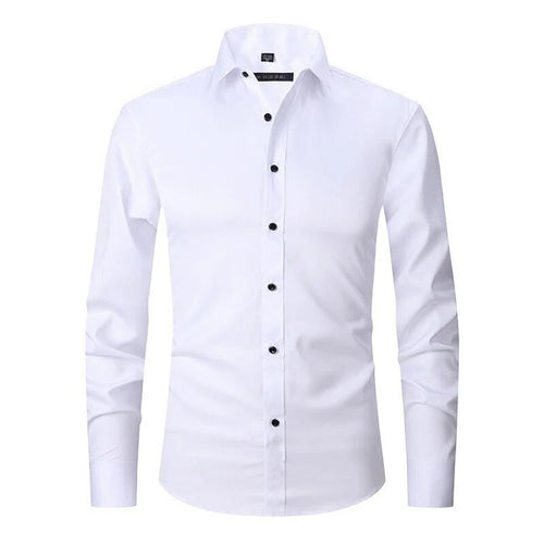 Herrskjorta Stretch Slim Fit i 3D-Vävt Polyester – Andningsbar och Rynkfri, Perfekt för Vardags och Formella Tillfällen 1