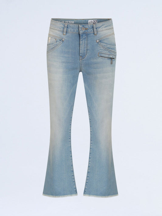 Kick Flare Jeans Dam i Hög Midja av Mjuk Bomull â Trendig Silhuett med Begagnad Look 1